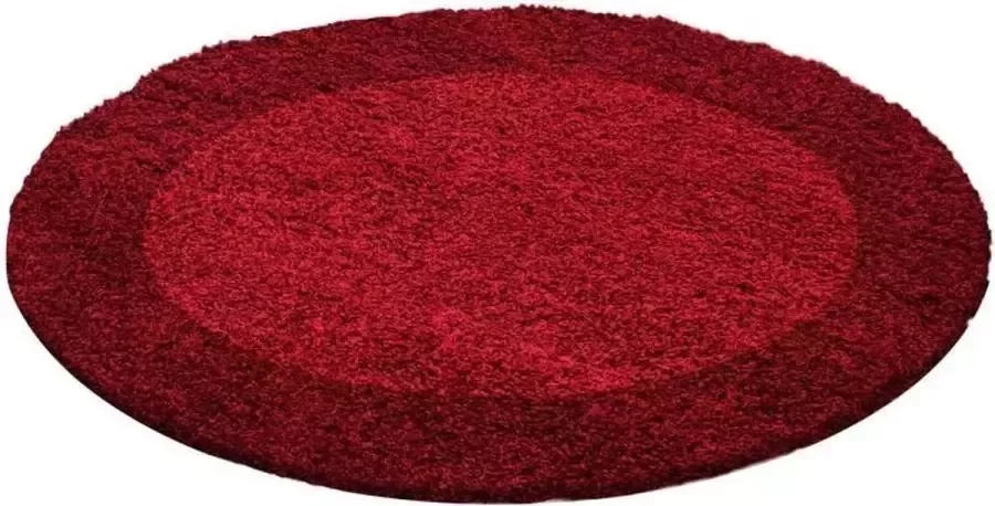 Adana Carpets Rond Hoogpolig vloerkleed Edge Rood Ø 200cm