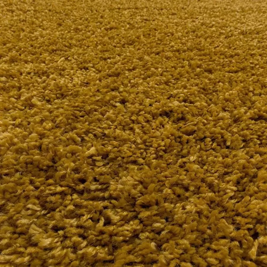 Adana Carpets Rond hoogpolig vloerkleed Softy Okergeel Ø 200cm
