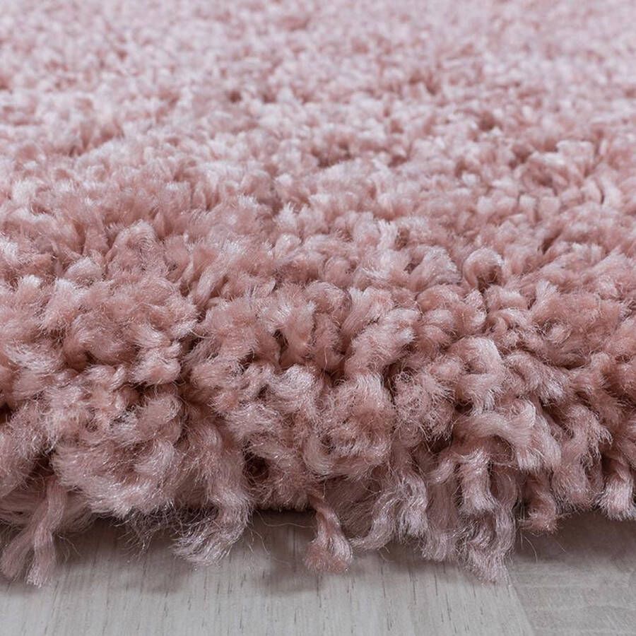 Adana Carpets Rond hoogpolig vloerkleed Softy Roze Ø 160cm