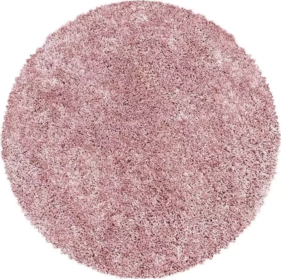 Adana Carpets Rond hoogpolig vloerkleed Softy Roze Ø 200cm