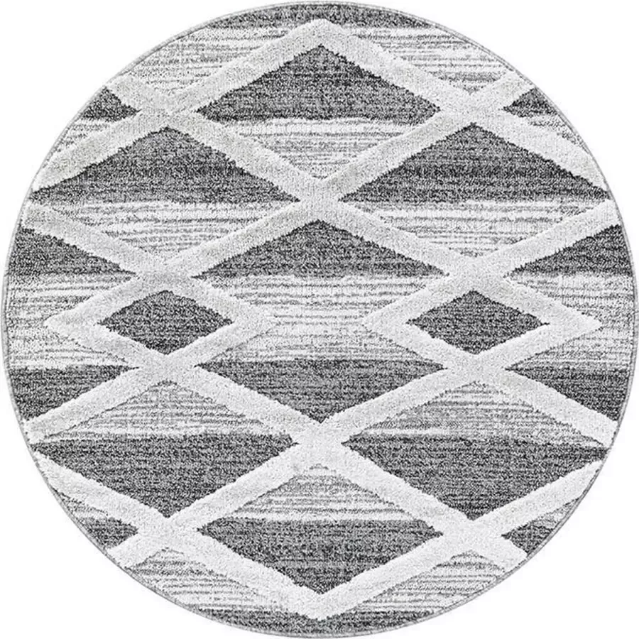 Adana Carpets Rond scandinavisch vloerkleed Pitea Lines Grijs Creme Ø 160cm - Foto 5