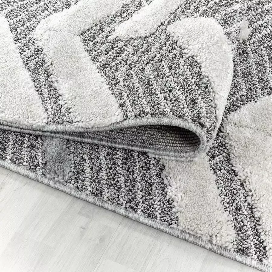 Adana Carpets Hoogpolig vloerkleed Berberdesign grijs woonkamerkleed jute achterkant afmeting: 160 cm rond - Foto 3