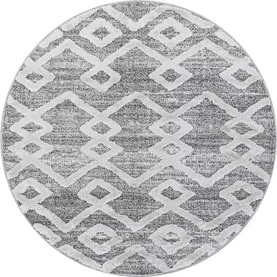 Adana Carpets Rond scandinavisch vloerkleed Pitea Retro Grijs Creme Ø 200cm - Foto 2