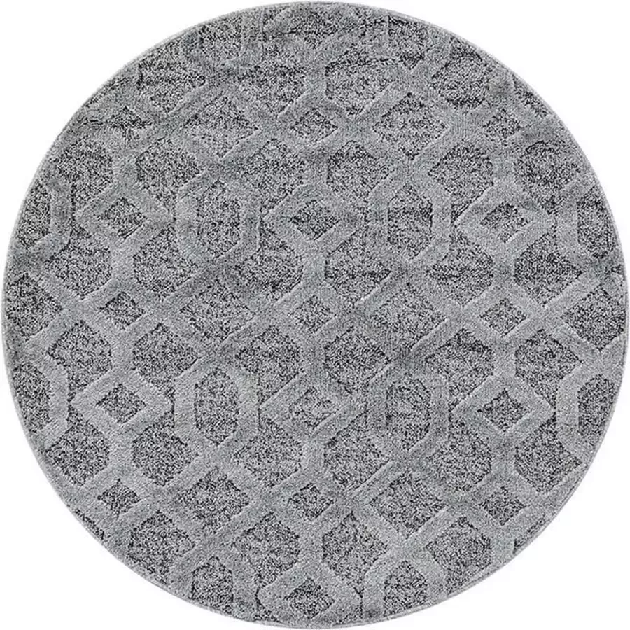 Adana Carpets Rond scandinavisch vloerkleed Pitea Tile Grijs Ø 120cm - Foto 5
