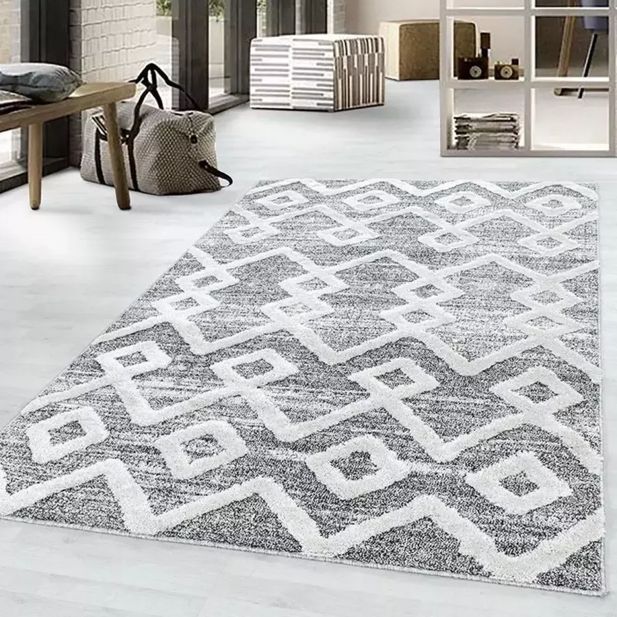 Adana Carpets Scandinavisch vloerkleed Pitea Retro Grijs Creme 120x170cm - Foto 1