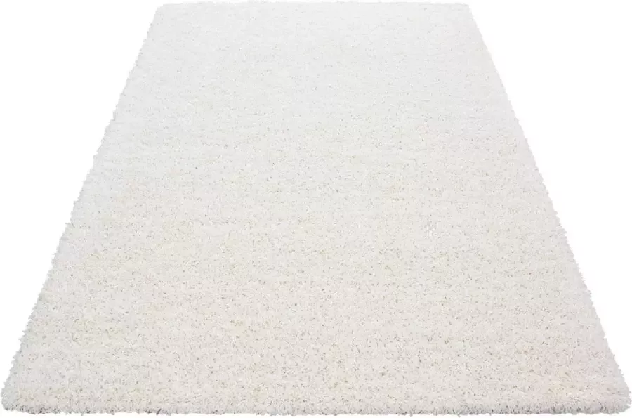 Adana Carpets Hoogpolig vloerkleed effen kleur crème vloerkleed voor de woonkamer jute achterkant afmeting: 80 x 150 cm
