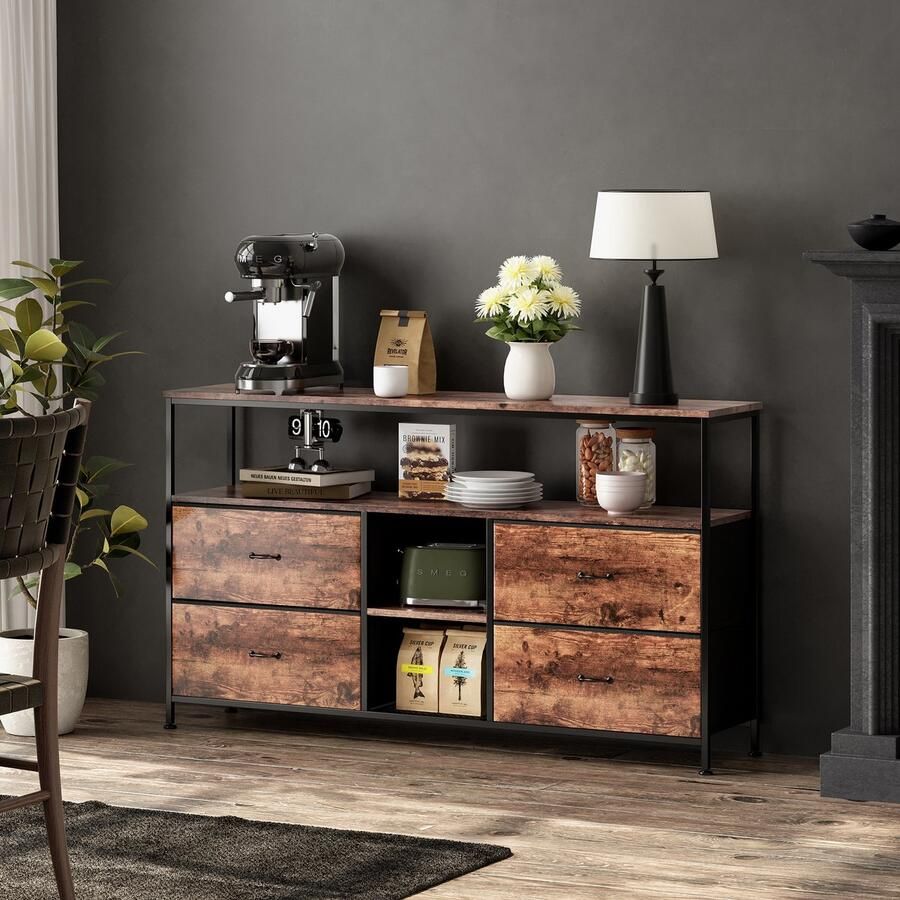 ADFBL TV-meubel met RGB LED's 137 cm voor Grote TV's Industrieel Farmhouse