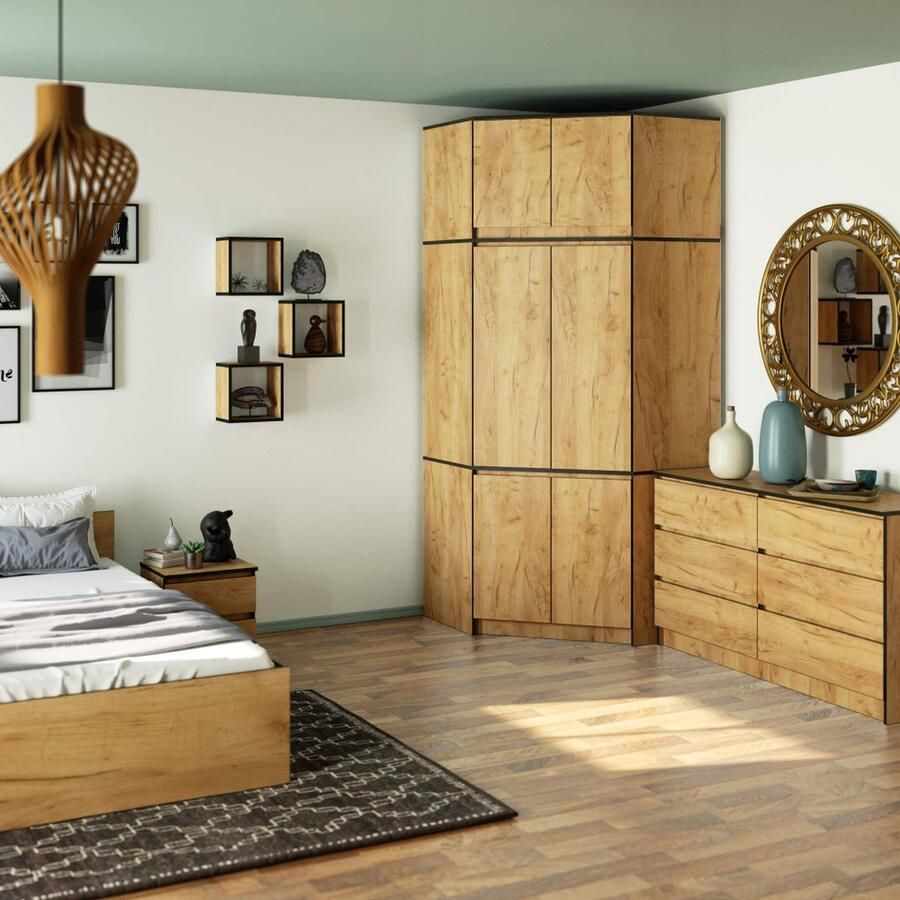 Akord Hoekkledingkast S100 met Opzetstuk Furniture Factory Craft Eik 100 x 235 x 50 cm - Foto 2