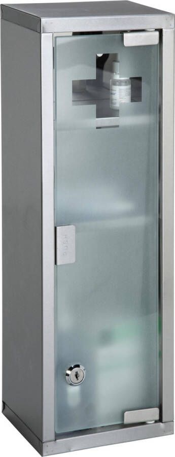 Adhome Kinzo Medicijnkastje RVS- semi-transparante glazen deur 15X12X45CM met slot