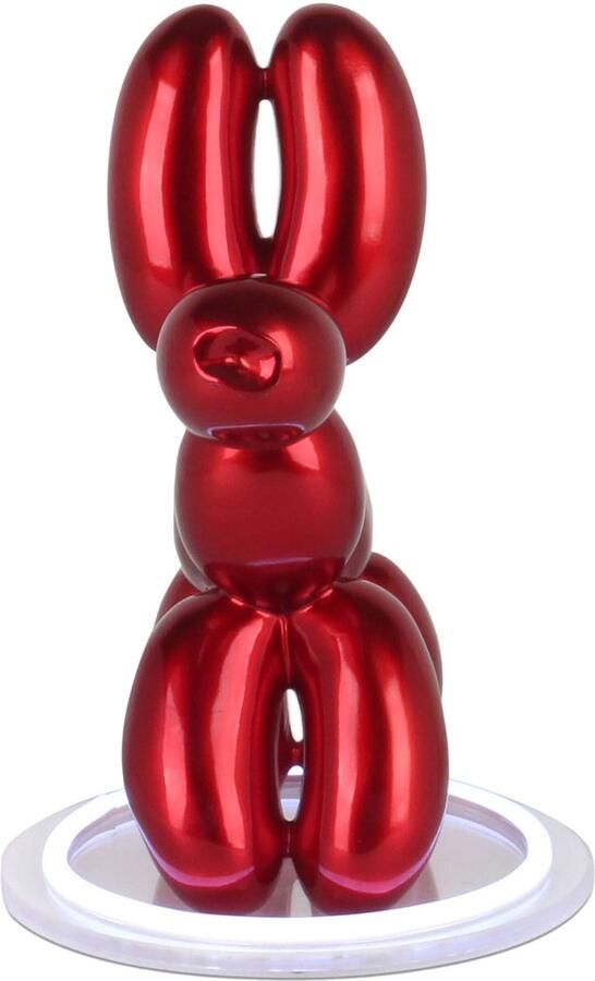 ADM 'Dog Balloon' Bedside led lamp with Pop Art Sculpture in Resin with Metal Effect Red H27 cm
