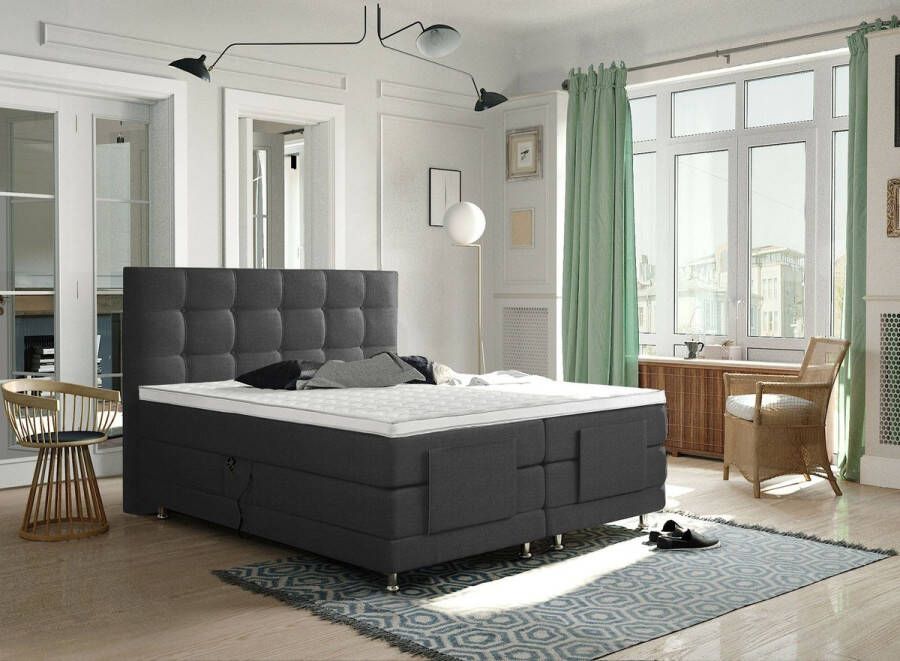 Adore Slaapcomfort Adore Dream Elektische Boxspring Arizona 1.0 160x200 Antraciet Hybrid top