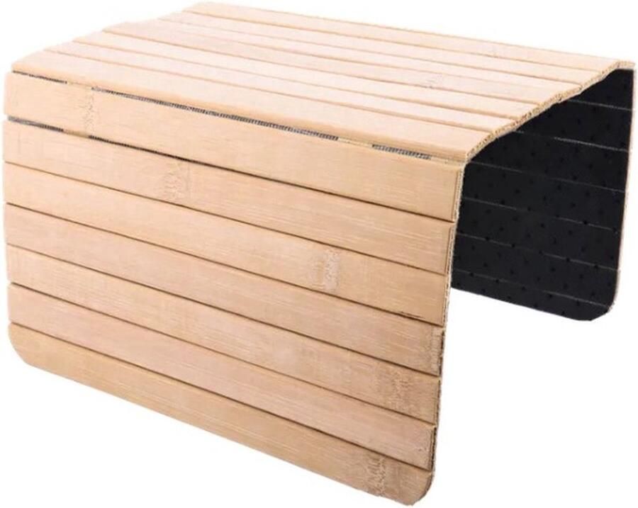 Adorestore Armleuning Dienblad Bamboe Banktafel Flexibel Dienblad Anti-Slip Organizer Sofa Armleuning Tray Bruin