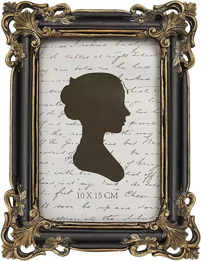 AELS VINTAGE 4 X 6 FOTOLIJST LUXE ANTIEK GLAS FRONT FOTOLIJST FOTO DISPLAY TAFEL MUUR OPHANGENDE CADEAU-IDEEËN ZWART EN GOUD