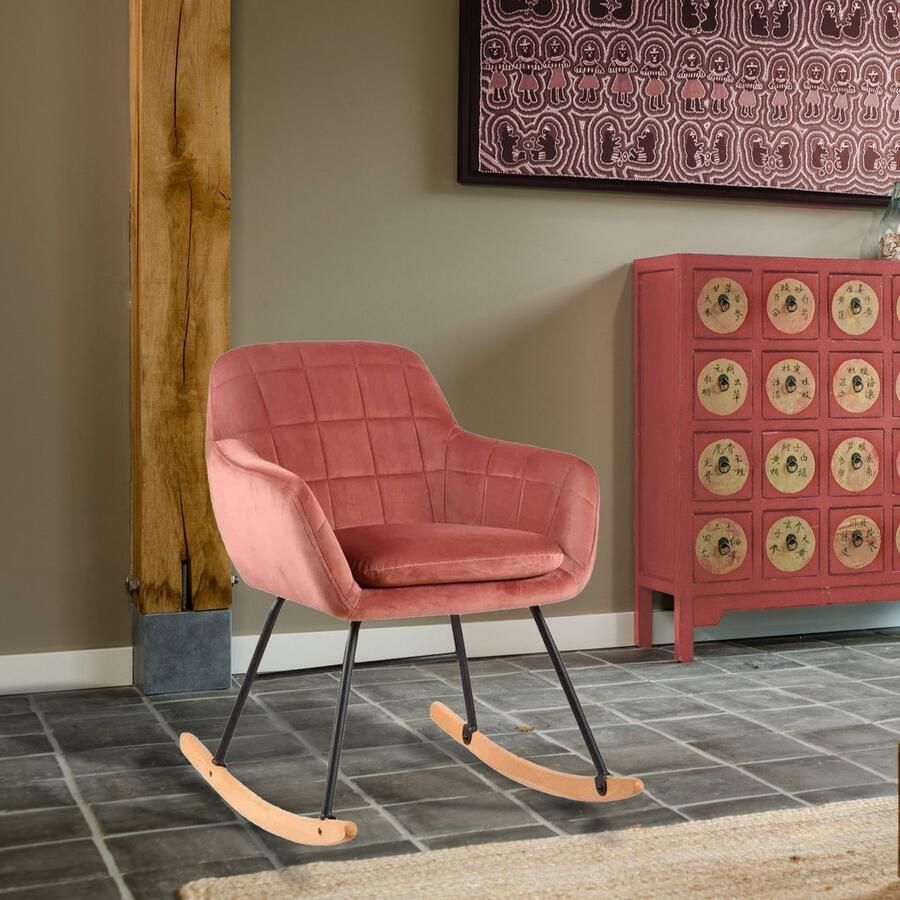 Aemely Schommelstoel Sofie Roze velvet - Foto 2