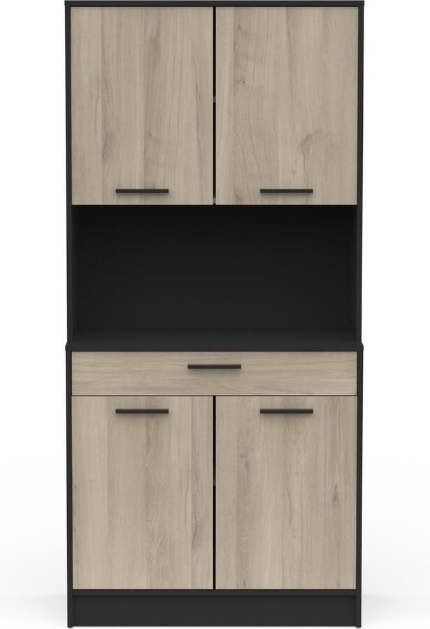 Aemely Keukenkast Keuken-buffetkast Napoli Zwart