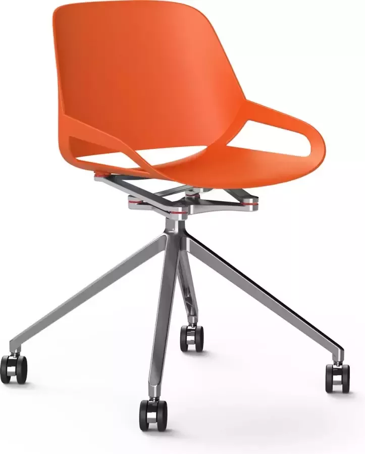 Aeris Numo voetkruis met wielen high gloss polished cinematics: high gloss polished seat shell: orange-red