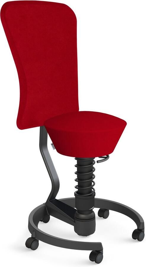 AERIS SWOPPER with backrest footring with castors (hard floor) black spring strut type: standard black spring black seat cover: microfibre Comfort (Gabriel) red backrest pole: black backrest cover: microfibre Comfort (Gabriel) red