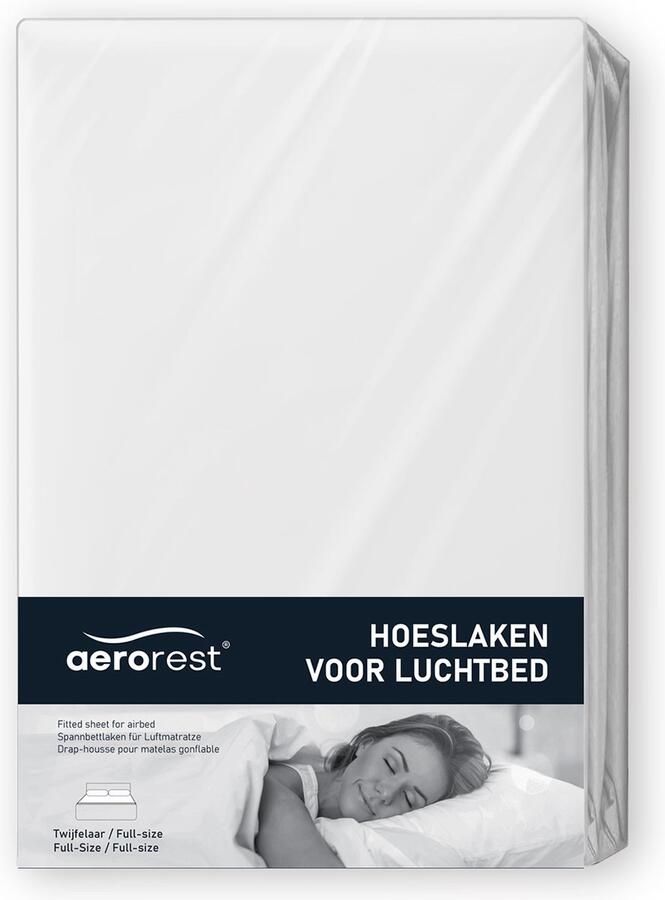Aerorest hoeslaken luchtbed Twijfelaar hoeslaken voor luchtbed Jersey 100% katoen Wit 137 x 203-210 cm
