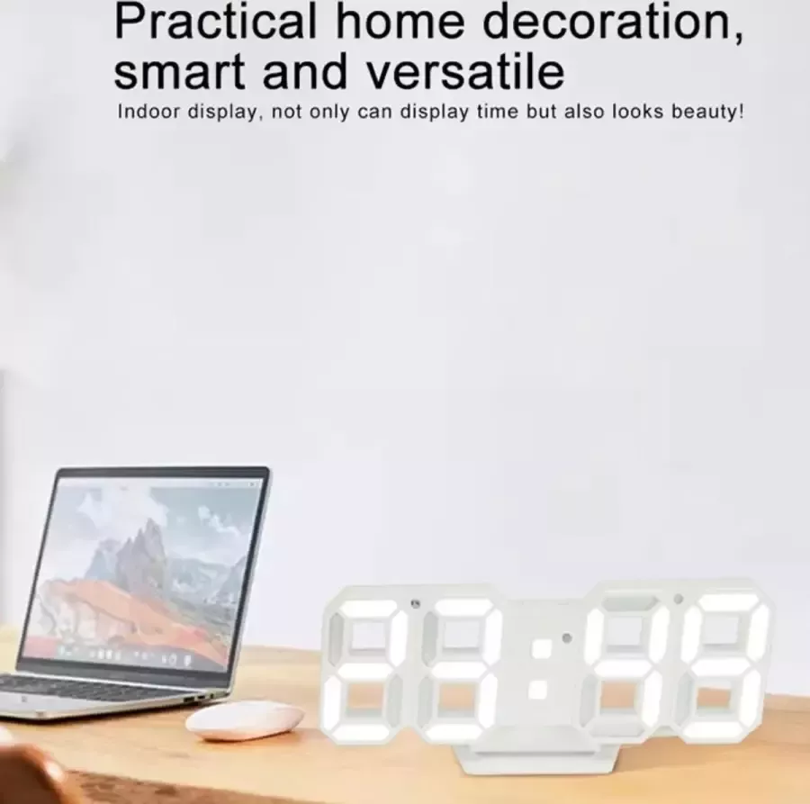 AEtronic Digitale LED Klok Moderne tafel lamp Mini muurklok Wekker 3D LED