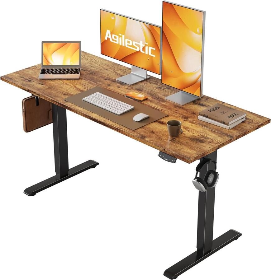 Agilestic In Hoogte Verstelbaar Bureau Inclusief Werkblad 120 x 60 cm Elektrisch Verstelbaar met Geheugenfunctie Voor Kantoor Voor Thuis Voor Gaming