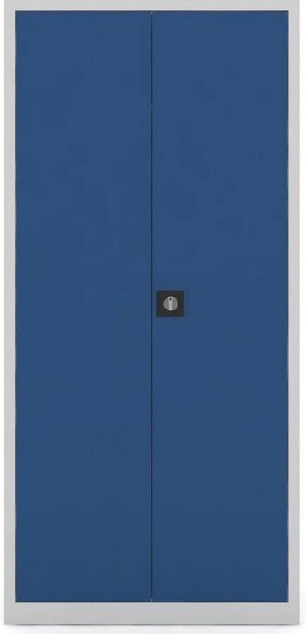 Ailem B.V. Draaideurkast Archiefkast met slot Kantoorkasten staal 195 x 92 x 42 Blauw Metalen kast Opbergkasten 2 deuren staal - Foto 2