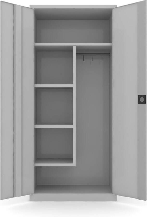 Ailem B.V. Draaideurkast Schoonmaakkasten Werkkast 180 x 80 Lichtgrijs Metalen kast kantoorkast garage kast