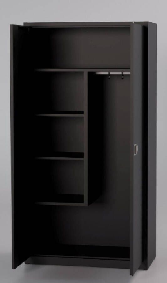 Ailem B.V. Draaideurkast Schoonmaakkasten Werkkast 180 x 80 Zwart Metalen kast draaideurkast kantoorkast garage kast Met slot