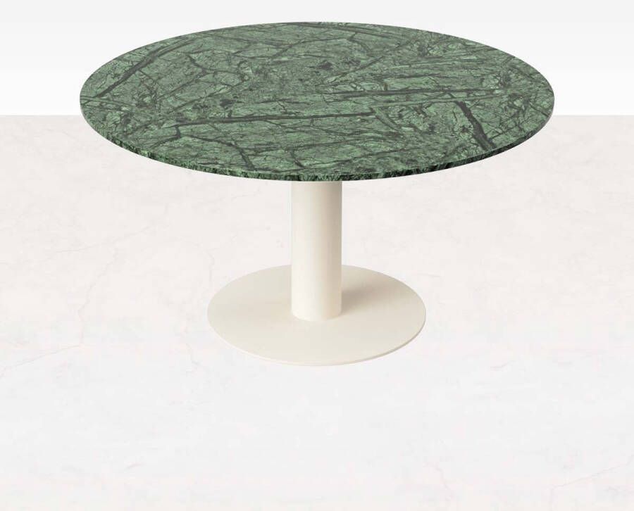 Aime Té KIYO Ronde Eettafel – India Green Marmer (Beige Middenpoot) 130 cm