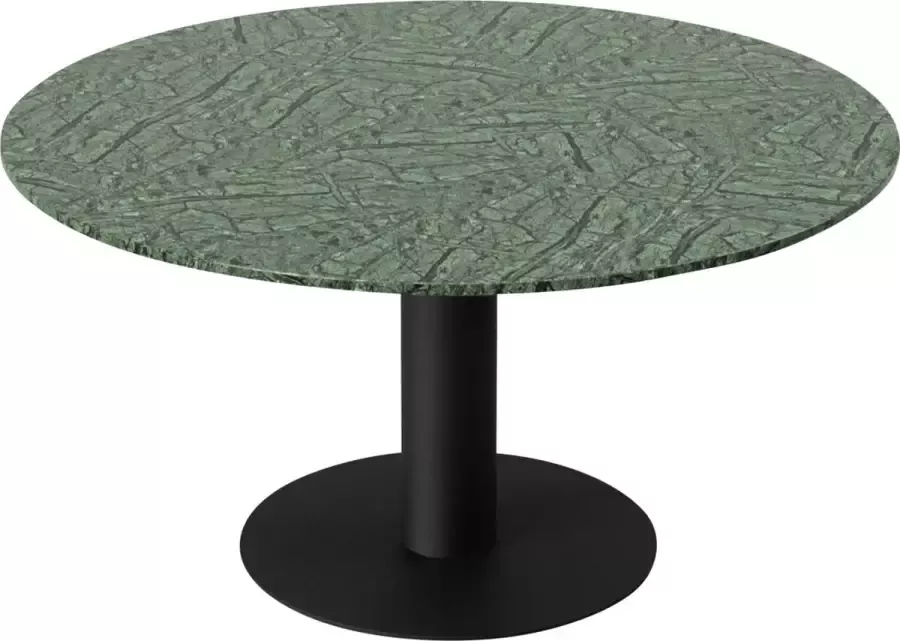 Aime Té KIYO Ronde Eettafel – India Green Marmer (Zwarte Middenpoot) 110 cm Glanzend