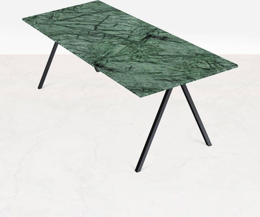 Aime Té Marmeren Eettafel India Green (V-poot) 160 x 90 cm Glanzend