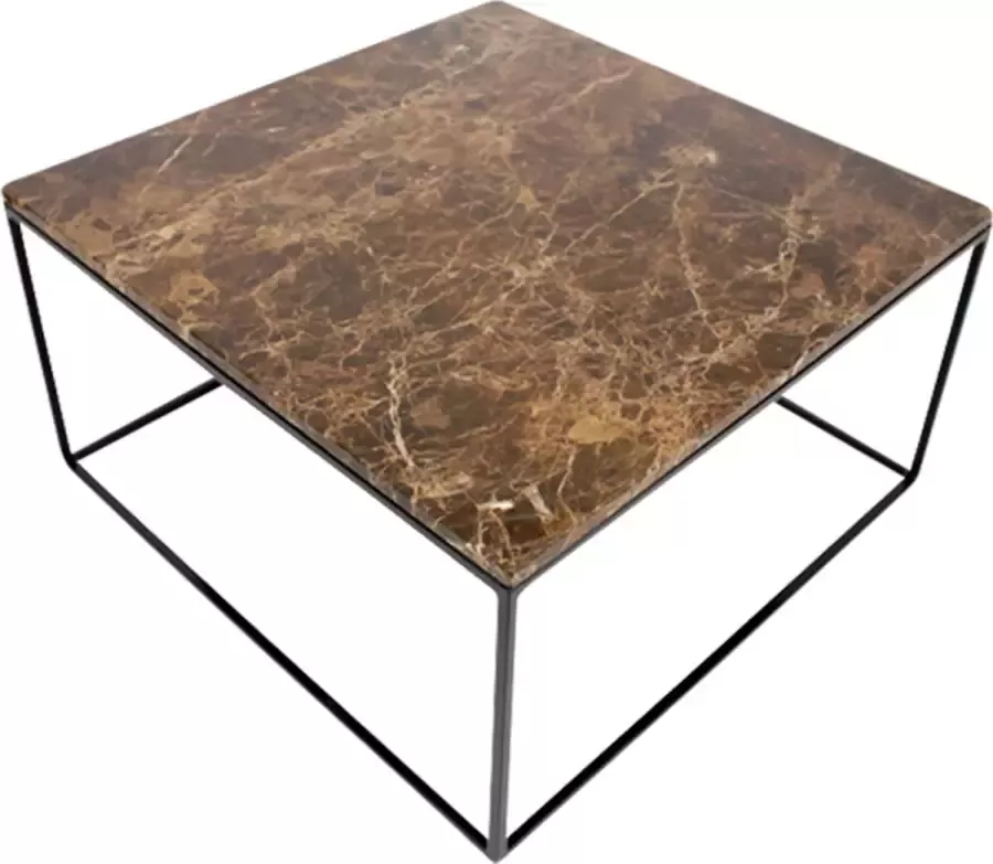 Aime Té Marmeren Salontafel Vierkant Dark Emperador Bruin 100 x 100 cm Glanzend