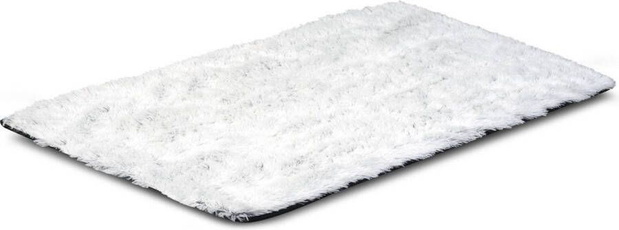 Aio Pluche tapijt korte pool antislip 80 x 120 cm wit