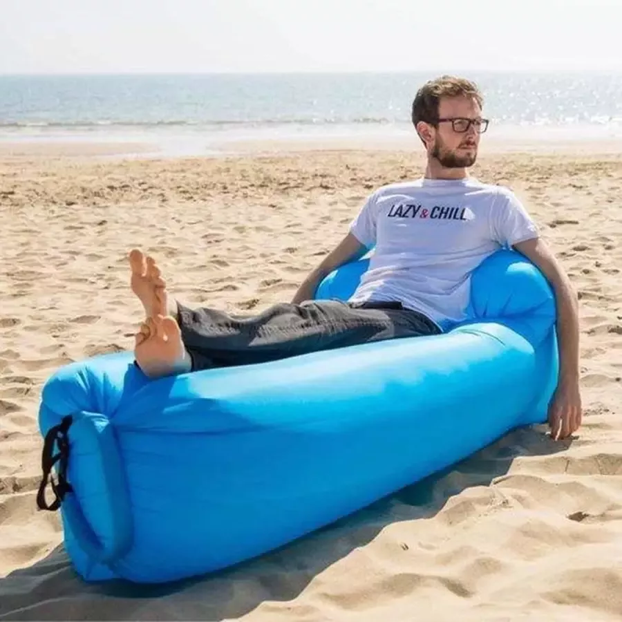 Air Lounger Luchtzak Opblaasbare Zitzak Lucht Zitzak XL Blauw