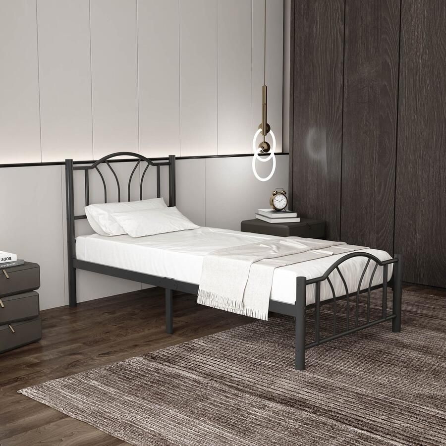 AirSleeperz heavy duty metalen bedframe Bella Kleur zwart Afmeting 90x200 cm Voor 1 persoon Draagkracht 350 kg