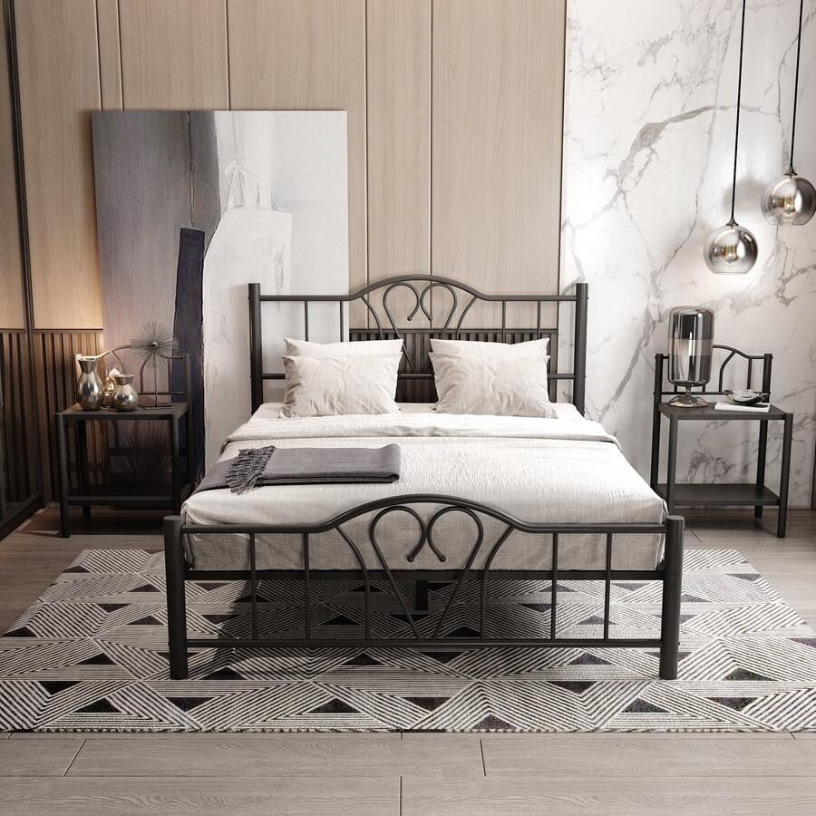 AirSleeperz metalen bedframe Orkide Kleur zwart Afmeting 140x200 cm Voor 2 personen Heavy duty: draagkracht 600 kg