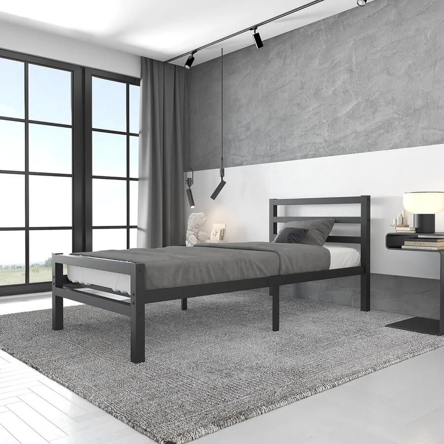 AirSleeperz heavy duty metalen bedframe Burhara Black 90x200 cm 1 persoons Binnen 15 minuten te installeren Draagkracht 350 kg - Foto 2