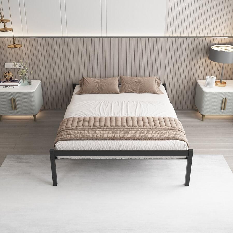 AirSleeperz heavy duty metalen bedframe Luuk V2 Zwart 140x200 cm 2 persoons Draagkracht 600 kg