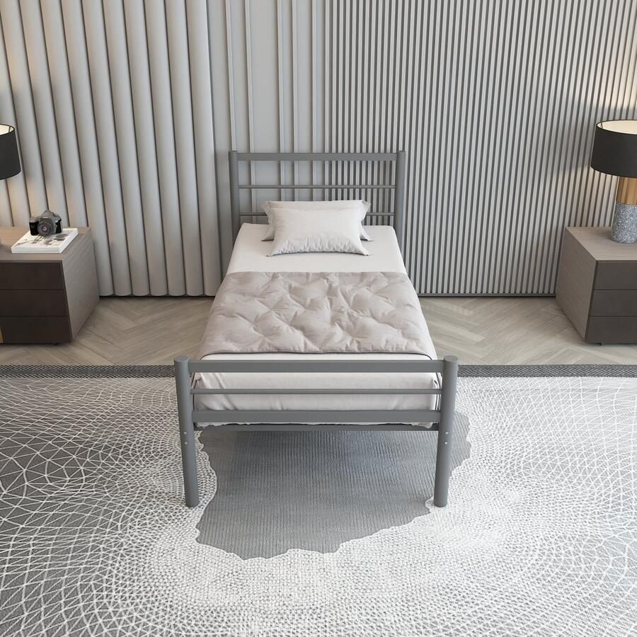 AirSleeperz heavy duty metalen bedframe Chester Kleur grijs Afmeting 90x200 cm Voor 1 persoon Draagkracht 350 kg