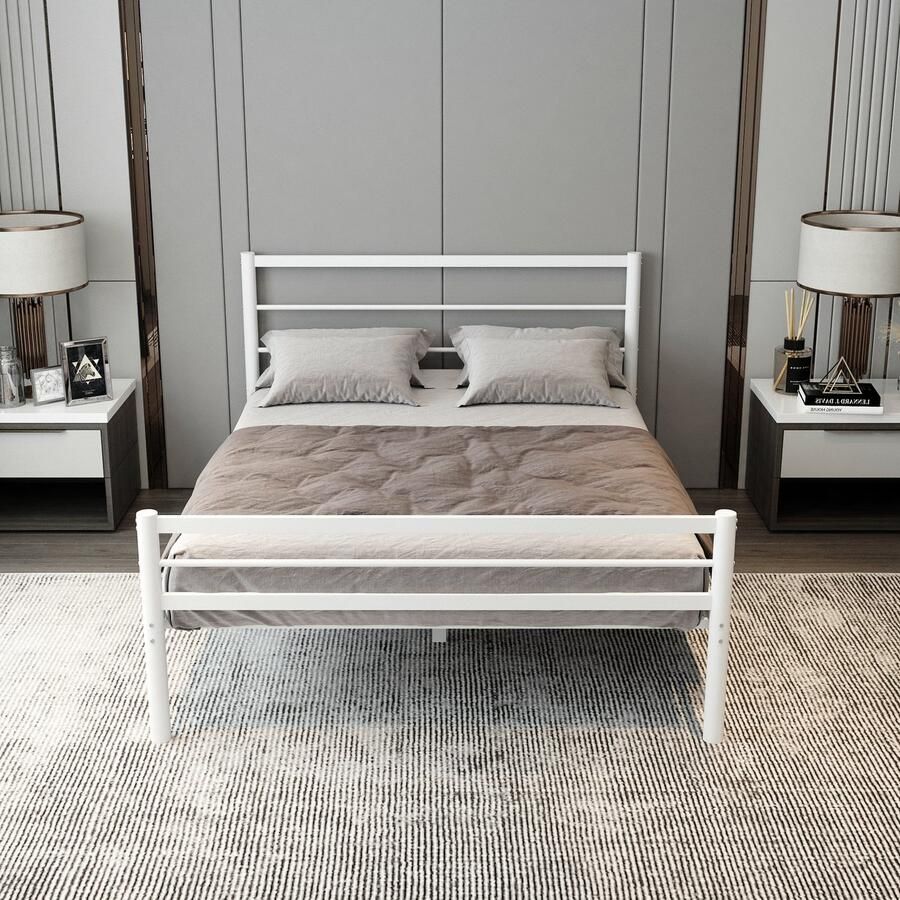 AirSleeperz heavy duty metalen bedframe Chester Kleur wit Afmeting 140x200 cm Voor 2 personen Draagkracht 600 kg