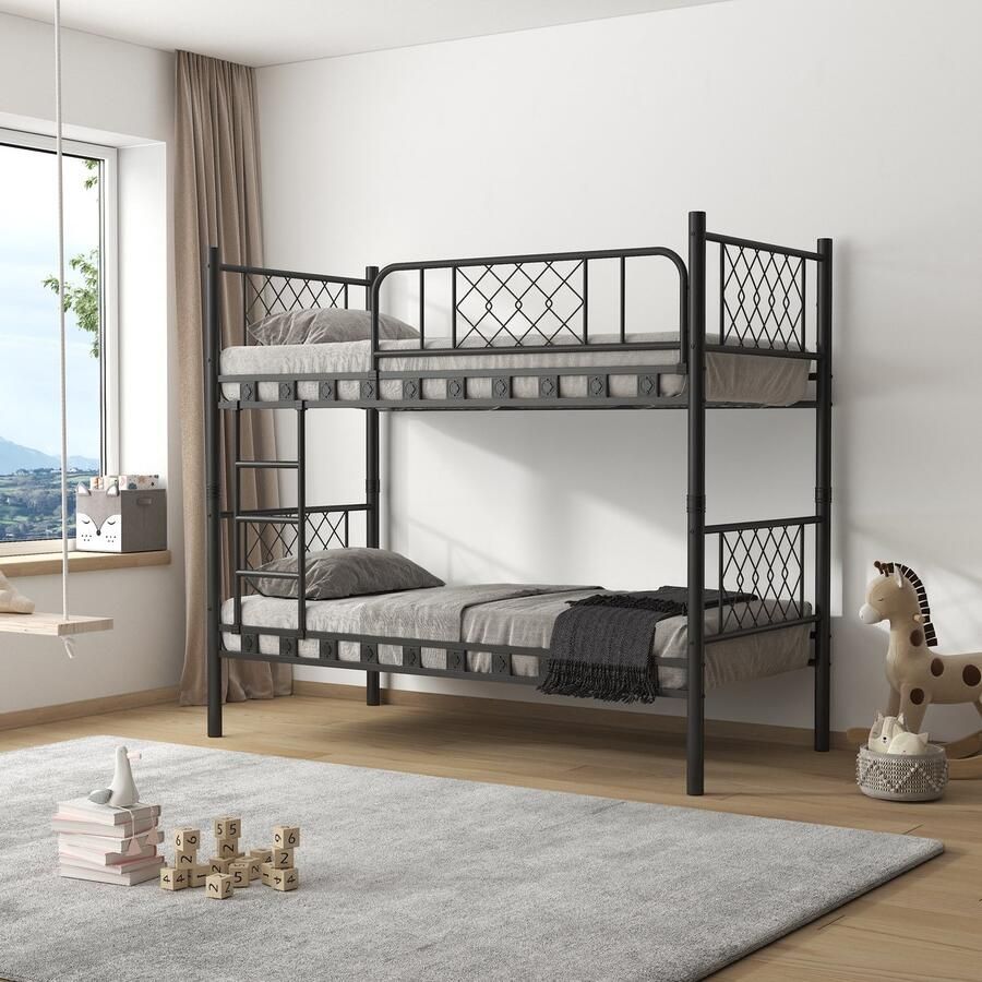 AirSleeperz heavy duty metalen stapelbed Levi kinderbed hoogslaper voor 2 personen zwart Afmeting 90x200x175 cm