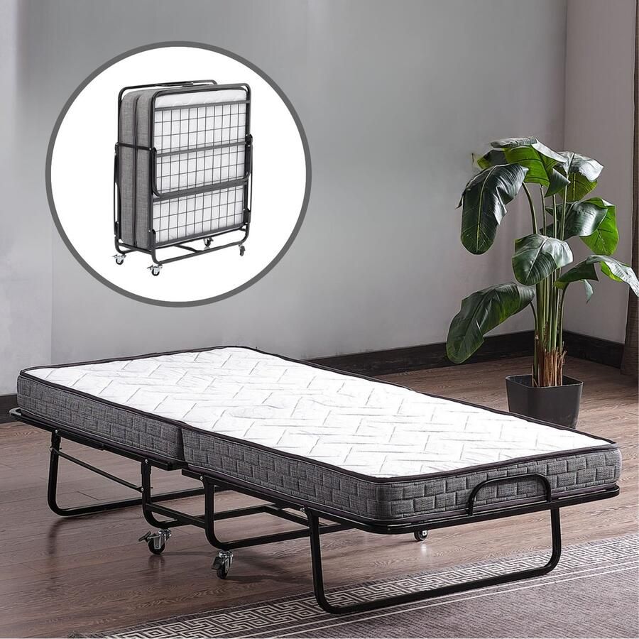 AirSleeperz Premium opvouwbaar bed Merel 80x200 cm Logeerbed inclusief traagschuim memory foam matras 30 dagen proefslapen Vouwbed opklapbed voor 1 persoon Heavy duty: 150 kg draagvermogen