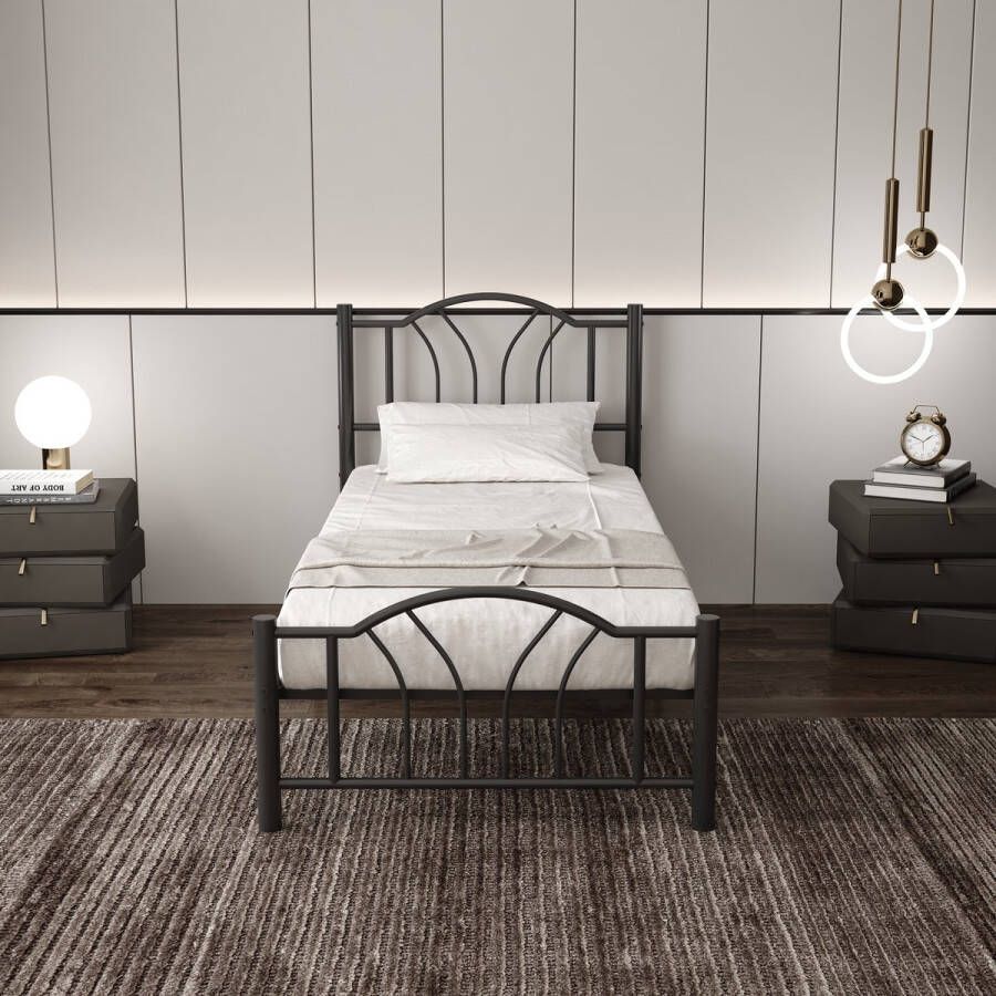 AirSleeperz heavy duty metalen bedframe Bella Kleur zwart Afmeting 90x200 cm Voor 1 persoon Draagkracht 350 kg - Foto 2