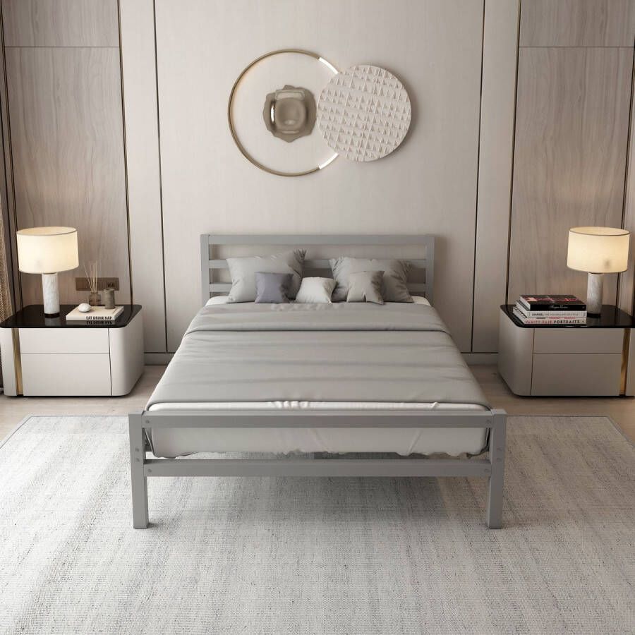 AirSleeperz heavy duty metalen bedframe Burhara Kleur grijs Afmeting 140x200 cm Voor 2 personen Draagkracht 600 kg - Foto 2