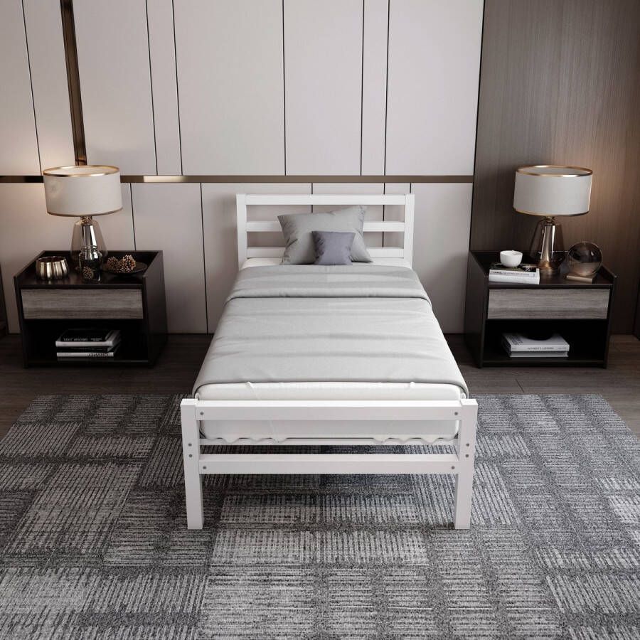 AirSleeperz heavy duty metalen bedframe Burhara Kleur wit Afmeting 90x200 cm Voor 1 persoon Draagkracht 350 kg