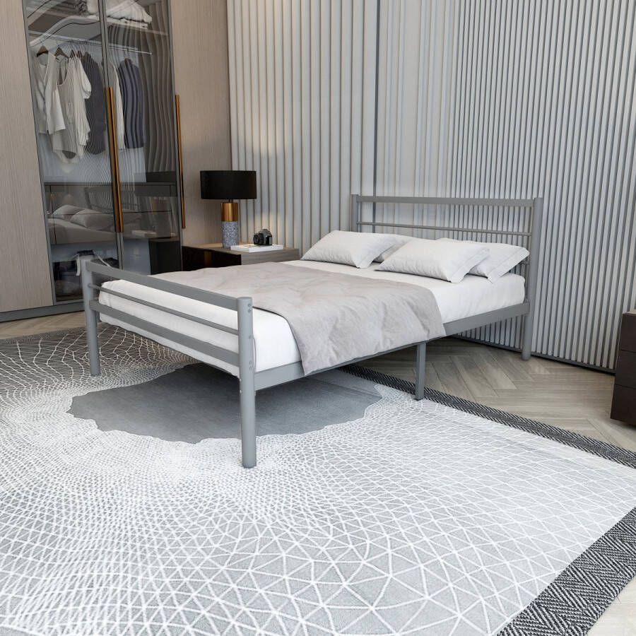 AirSleeperz heavy duty metalen bedframe Chester Kleur grijs Afmeting 140x200 cm Voor 2 personen Draagkracht 600 kg - Foto 2