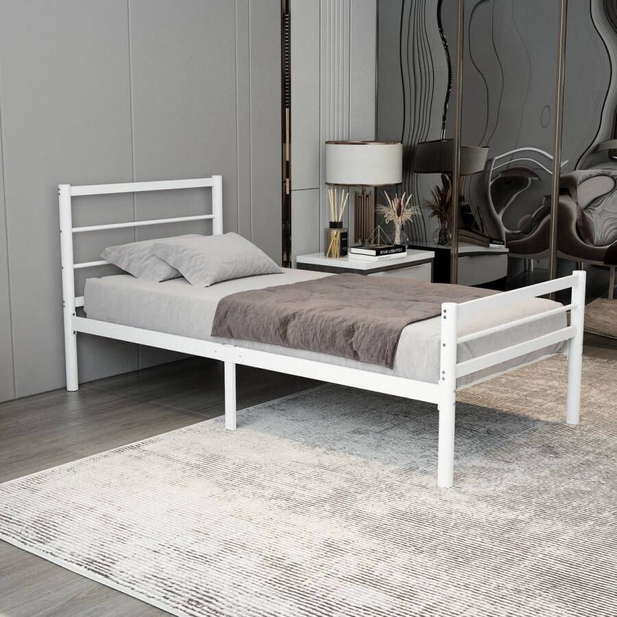AirSleeperz heavy duty metalen bedframe Chester Kleur wit Afmeting 90x200 cm Voor 1 persoon Draagkracht 350 kg