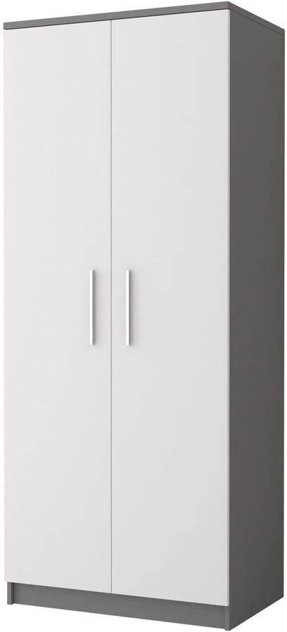 AJE Meubles B.V. Kledingkast MARSALA Draaideurkast Garderobekast met planken en kledingstang 2 deuren 80x193x50 cm MARSALA 2D (Grijs + Wit)
