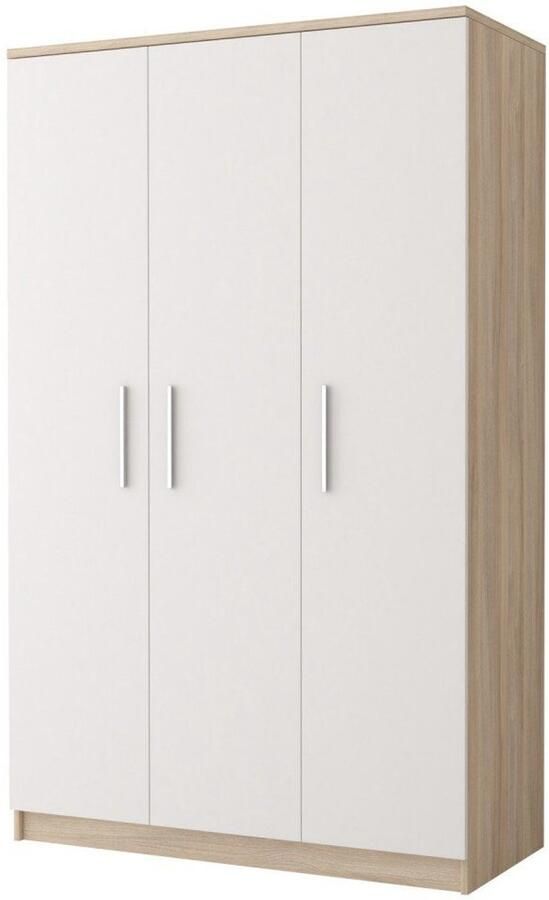 AJE Meubles B.V. Kledingkast MARSALA Draaideurkast Garderobekast met planken en kledingstang 3 deuren 120x193x50 cm MARSALA 3D (Sonoma + Wit)