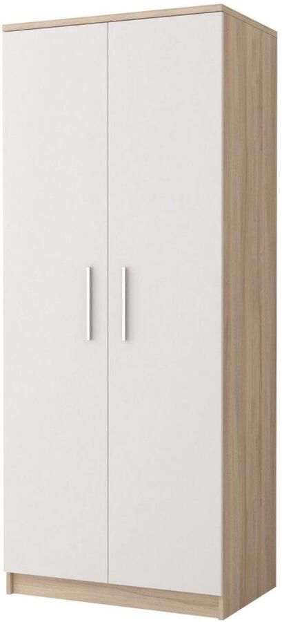 AJE Meubles B.V. Kledingkast MARSALA Draaideurkast Garderobekast met planken en kledingstang 2 deuren 80x193x50 cm MARSALA 2D (Sonoma + Wit)