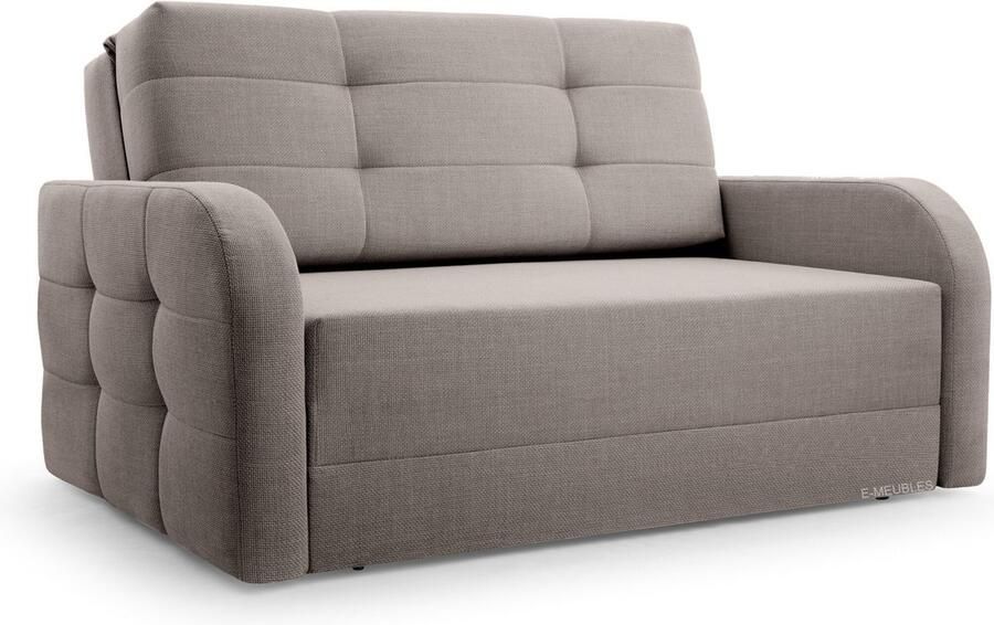 AJE Meubles B.V. Porto 120 Slaapbank Compact en Multifunctioneel 141 x 100 x 90 cm Eenvoudig Uitklapbaar & Decoratieve Stiksels Cappuccino (BRAGI 34)